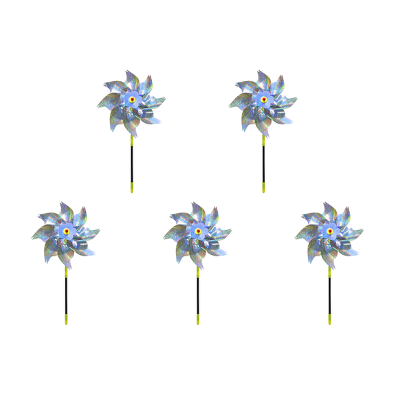 YiaNXan 5 Pack Reflective Pinwheels with Stakes (Assembly Required), Extra Sparkly Pin Wheel for Garden Decor, Bird Repellent Devices Deterrent to Scare Birds Away from Yard Patio Farm (Large)