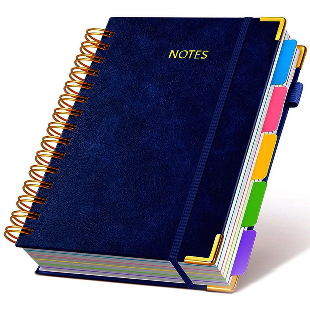 YiaNXan Blank Spiral Notebook Journal for Women Men, 300 Pages Leather Weekly Monthly Planner for Drawing & Sketching, Journals for Creative Writing, A5, Blue