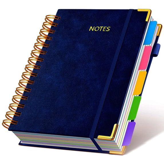 YiaNXan Blank Spiral Notebook Journal for Women Men, 300 Pages Leather Weekly Monthly Planner for Drawing & Sketching, Journals for Creative Writing, A5, Blue