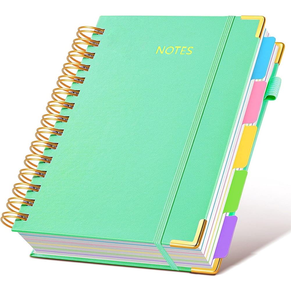 YiaNXan Blank Spiral Notebook Journal for Women Men, 300 Pages Leather Weekly Monthly Planner for Drawing & Sketching, Journals for Creative Writing, A5, Green