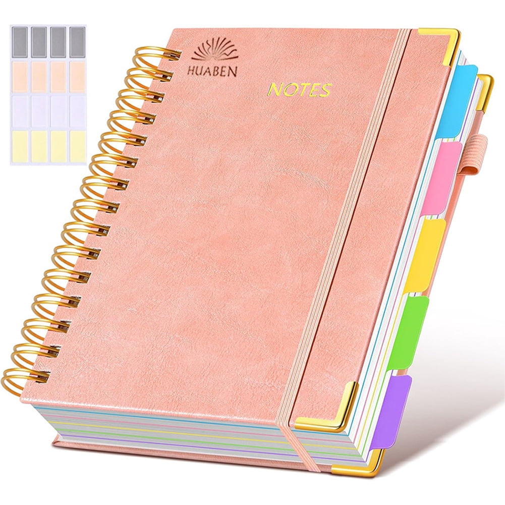 YiaNXan Blank Spiral Notebook Journal for Women Men, 300 Pages Leather Weekly Monthly Planner for Drawing & Sketching, Journals for Creative Writing, A5, Pink