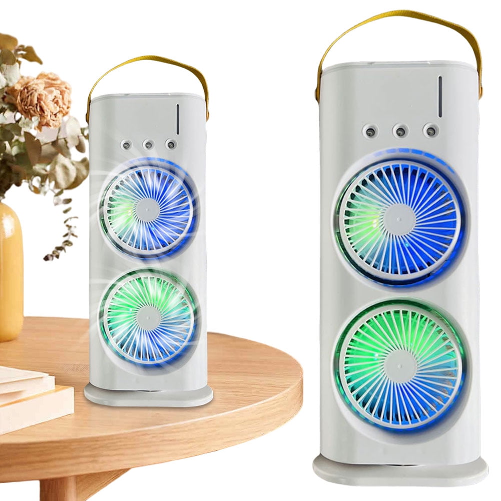 YiaNXan DoubleHeaded Spray Air Conditioner Fan 3 Speeds Rechargeable