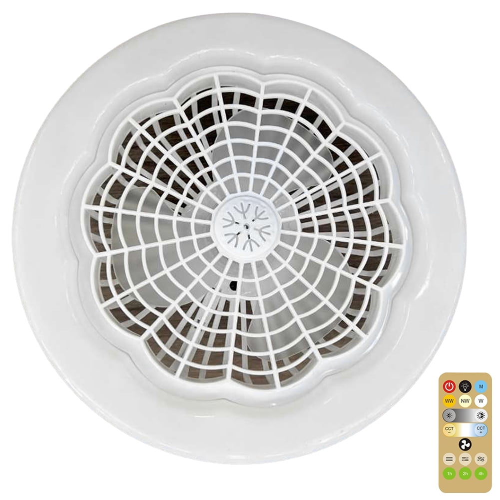 YiaNXan E27 Base Socket Fan Light Dimmable Remote Control White LED