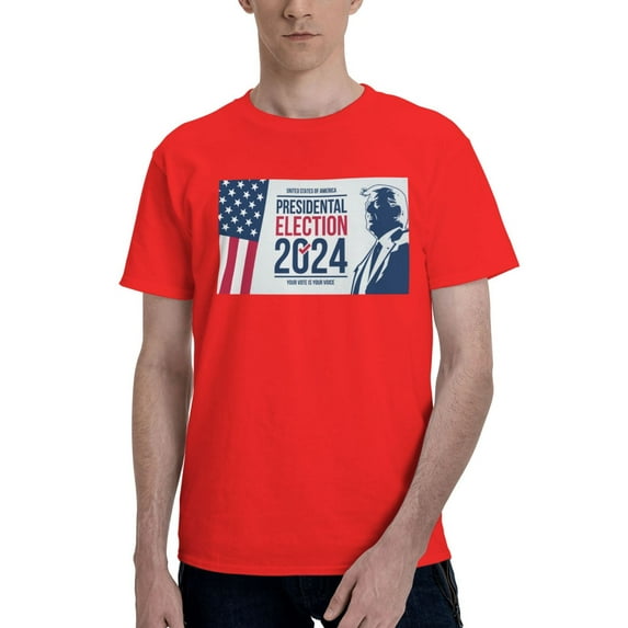 Yiaed 2024 in USA Print Mens T-Shirt,Lightweight Cotton Tee, Crewneck T-Shirt For Men Basic Tee Shirt-3X-Large
