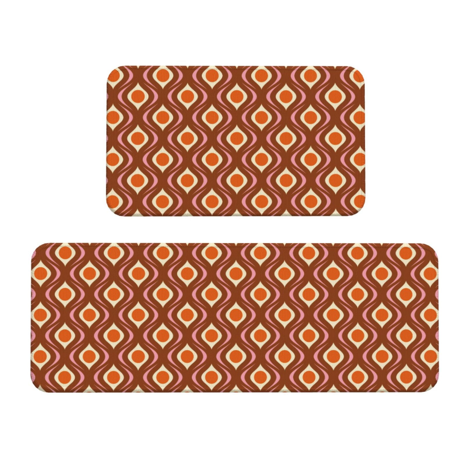 Yiaed 70's Retro Kitchen Rugs Sets of 2 Kitchen Mats Cushioned Anti ...