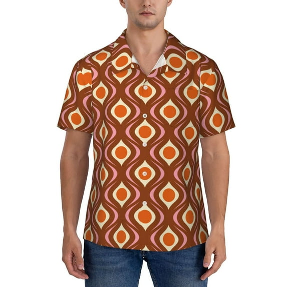 Yiaed 70's Retro Print Hawaiian Shirt for Men Short Sleeve Button Down Shirts Beach Shirts for Men-3X-Large