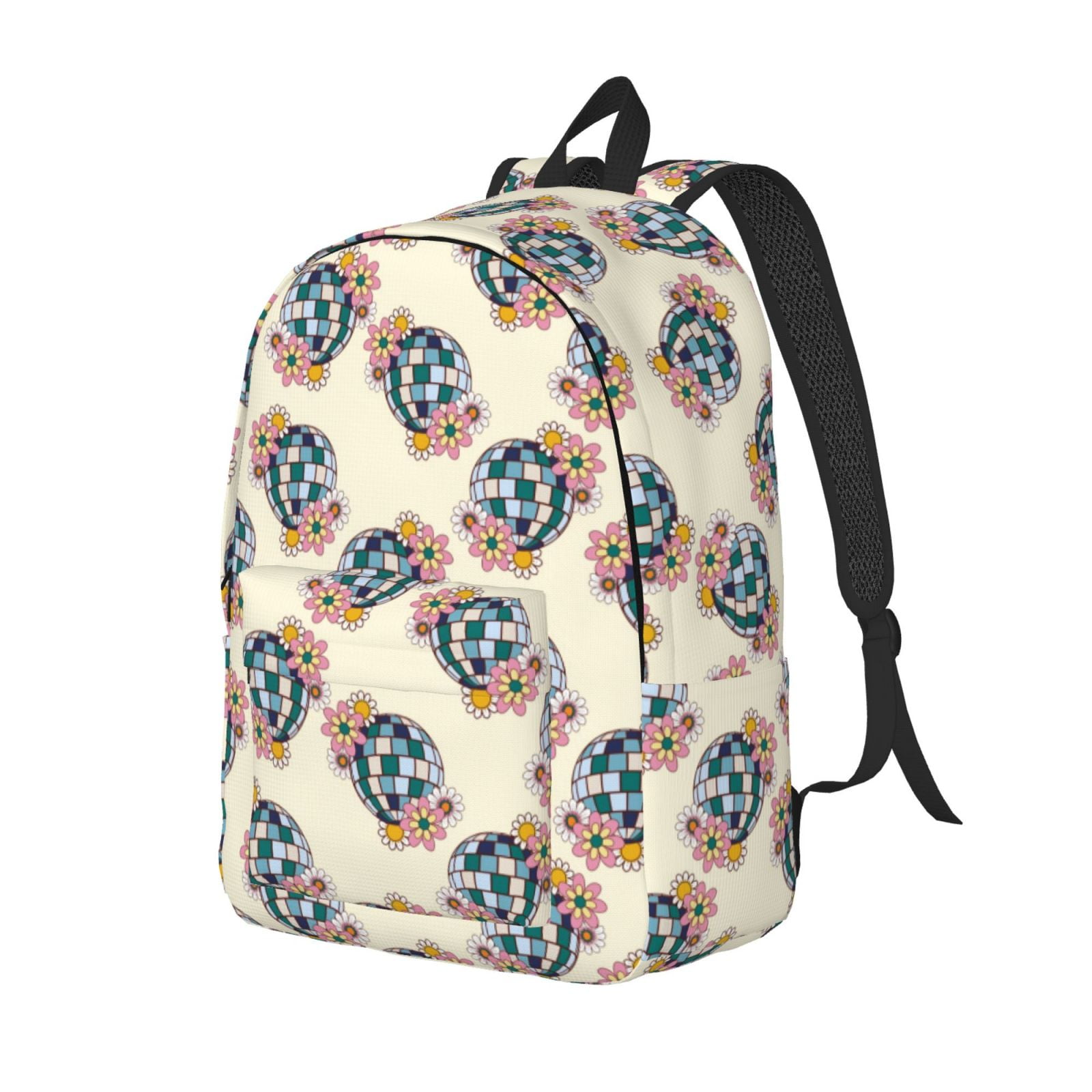 Yiaed 70s Disco Ball Print Print Laptop Backpack Travel Canvas Backpack ...