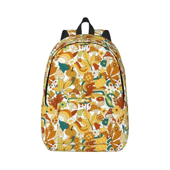 Yiaed 70s Groovy Hippie Print Backpack, Premium Laptop Backpack, Travel Backpack for Women, Lightweight Backpacks, Comfortable Back Pack-Small
