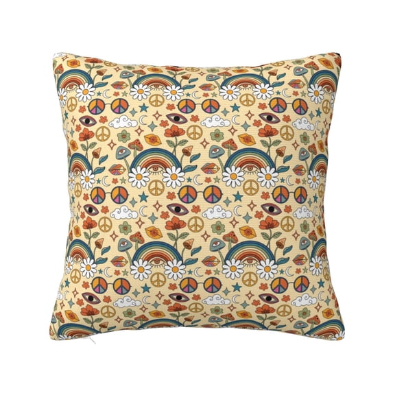 Yiaed 70s Hippie Style Print Pillow Covers Super Soft Decorative Square Throw Pillow Covers Case Cushion Covers for Sofa Couch Bedroom Car Decor(No pillow core)-20"x20"