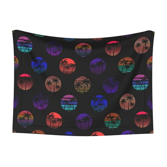 Yiaed 80s Style Palm Trees Print Dog Blankets-Cat Blanket Washable for Couch Protection,Puppy Blanket, Soft Plush Reversible Throw Furniture Protector-Small