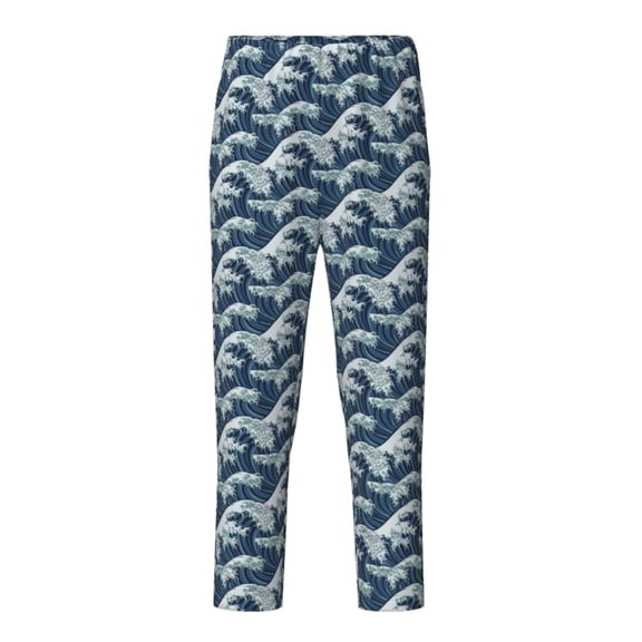 Yiaed A Japanese Great Wave Print Teenagers' Lounge Pants, Loose PJ Bottoms, Long Pajama Pants for Men-Small