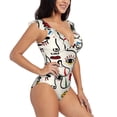 thumbnail image 1 of Yiaed Aabstract Eyes Print Women's Ruffled One Piece Swimsuit V Neck Swimwear Slimming Monokini for Woman-X-Large, 1 of 8