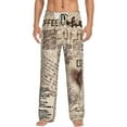 thumbnail image 1 of Yiaed Abstract Coffee Pattern With Letters Print Men's Lounge Pants, Loose PJ Bottoms, Long Pajama Pants for Men-Large, 1 of 5