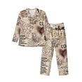 thumbnail image 1 of Yiaed Abstract Coffee Pattern With Letters Print Men’s Pajamas Set - Long Sleeve Button Down Sleep Shirt and Pajama Bottoms Sleepwear Set Mens Pjs Sets Men's Pajama Bottoms-X-Large, 1 of 7