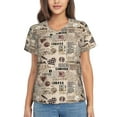 thumbnail image 1 of Yiaed Abstract Coffee Print Women's T Shirt V-Neck Short Sleeve Shirt Casual Breathable Tee Summer Tops-XX-Large, 1 of 5