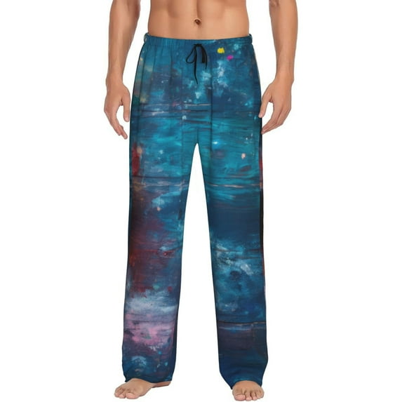 Yiaed Abstract Colorful Art Supplies Print Men's Lounge Pants, Loose PJ Bottoms, Long Pajama Pants for Men-