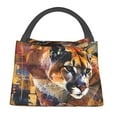 thumbnail image 1 of Yiaed Abstract Lion Painting Print Lunch box lunch bag Portable Insulated Lunch Box for Women Men Cooler Tote Bag with Front Pocket for Work Picnic Travel, 1 of 1