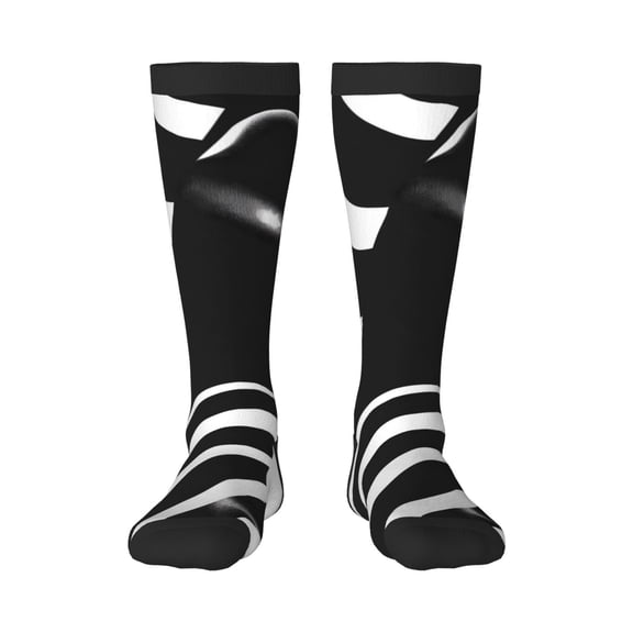 Yiaed Abstract Monochrome Profile Print Great elasticity Adult Stockings Sports socks for Men and Women