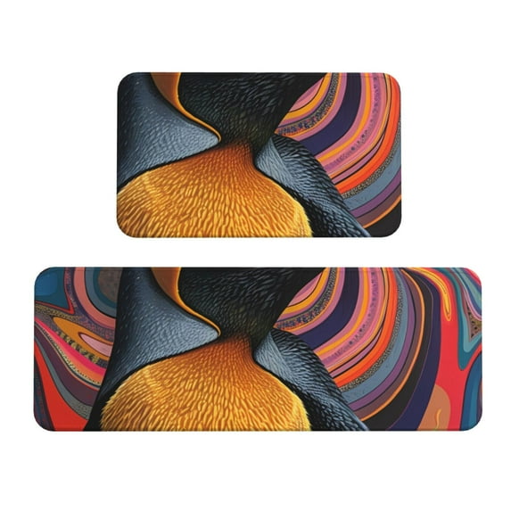Yiaed Abstract Pattern Penguin Kitchen Rugs Sets of 2 Kitchen Mats Cushioned Anti Fatigue Kitchen Rug Tapetes Para Cocina for Sink,Laundry Room