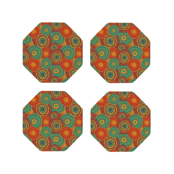 Yiaed Abstract Pattern Print Leather Coasters for Drinks - Cup Coasters Coffee Table Kitchen Table Bar, Home & Office Gifts Handmade Drink Coasters-Octagon