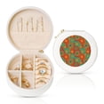 thumbnail image 1 of Yiaed Abstract Pattern Print Travel Jewelry Case Bridesmaid Gift Boxes Jewelry Travel Organizer Small Round Jewelry Box Mini Storage-White, 1 of 7