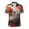 thumbnail image 1 of Yiaed Abstract Red Koi Fish ArtPrint Men's Short Sleeve Polo Shirt,Golf Polo for Men Three-Button Golf Shirt Athletic Casual Collared T-Shirt- Large, 1 of 7