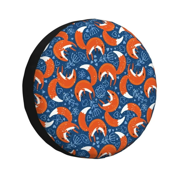 Yiaed Abstract Vintage Fox and Plants Print Print Tire Wheel Cover, tire covers for trailers,rv wheel covers,rv tire covers, camper tire covers,tire covers for cars-14 inch