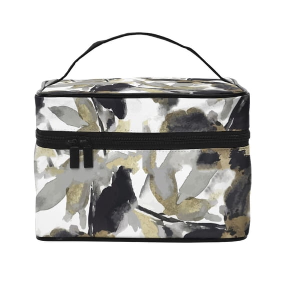 Yiaed Abstract Watercolor Print Makeup Bag Travel Cosmetic Bags for Women Girls Zipper Pouch Makeup Organizer