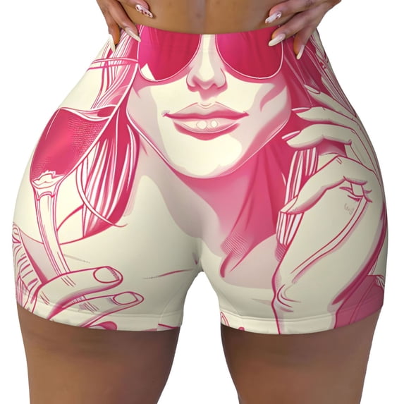 Yiaed Ace Of Diamonds Lady Print Women's Athletic Shorts Running Shorts Sporty Short High Waisted Elastic Workout Shorts for Yoga Gym Running & Sports -X-Large