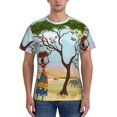 thumbnail image 1 of Yiaed African Women Print Mens Short Sleeve Tight Fit T-Shirt, Crewneck Casual Tee-X-Large, 1 of 5