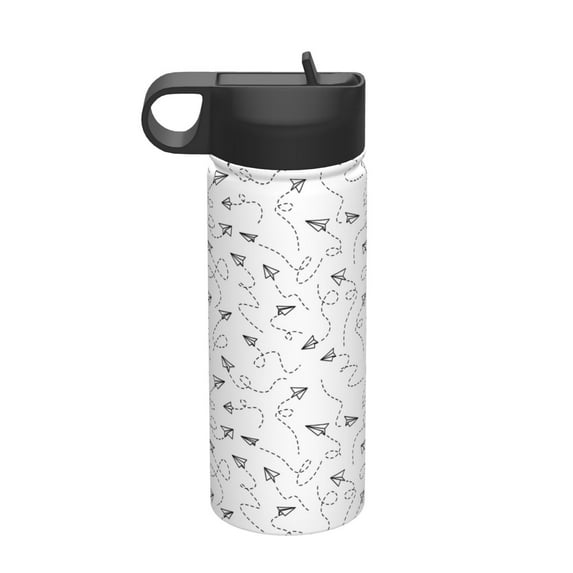 Yiaed Airplane Print Water Bottle with Straw Lid, Stainless Steel Double Wall Insulated Water Bottle | Leak-Proof and Spill-Proof Water Bottle