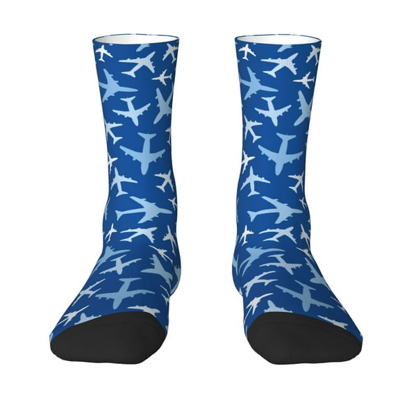 Yiaed Airplanes in the Sky Print Great elasticity Crew Socks Sports socks for Men and Women