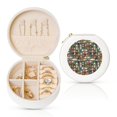 thumbnail image 1 of Yiaed Alcohol Bottles Print Travel Jewelry Case Bridesmaid Gift Boxes Jewelry Travel Organizer Small Round Jewelry Box Mini Storage-White, 1 of 7