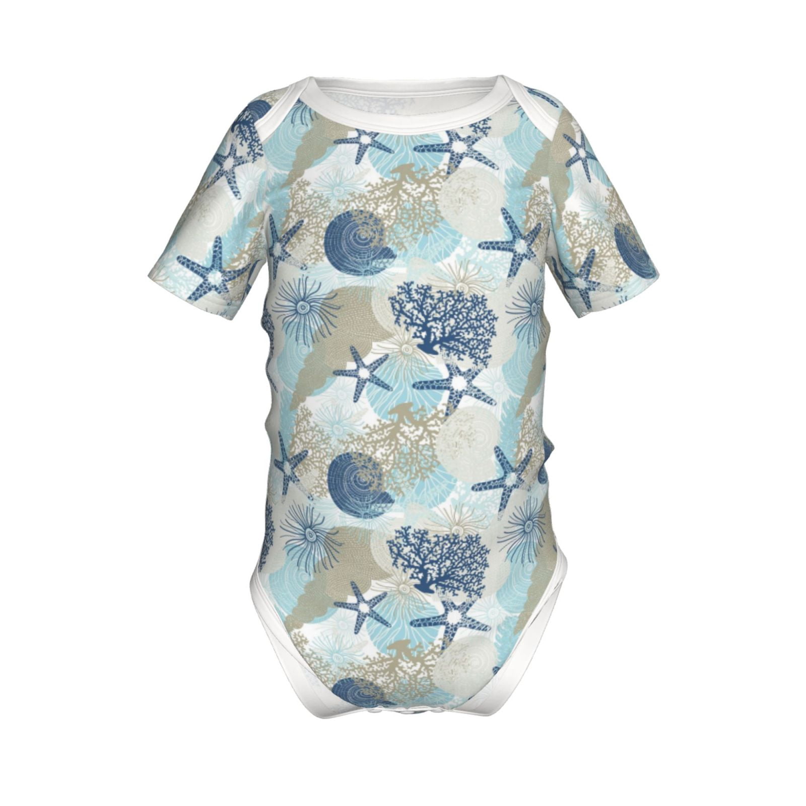 Yiaed Algae Corals and Seashells Print Infant Climbing Short Sleeve Onesie One-Piece Baby Bodysuit Clothes 0-12 Months -