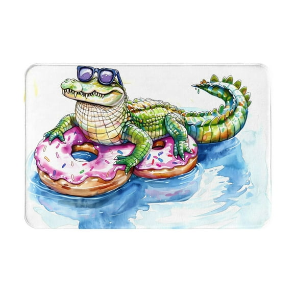 Yiaed Alligator Donut Pool Float Print Flannel Doormat Mat Outdoor Indoor Door Mats,Welcome Matt Outdoor Front Door Mat Doormat Outdoor Mat Outdoor Mat,16"x24"
