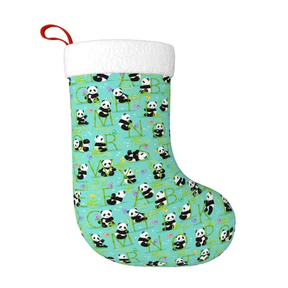 Yiaed Alphabet And Panda Print Christmas Stockings, Christmas Stockings Hanging Ornaments, Christmas Stockings for Family Christmas Holiday Decorations