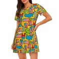 thumbnail image 1 of Yiaed America Symbols Print Women's Loose-Fit Short Sleeve Nightgown, Soft and Comfortable Sleep Dress for Relaxation and Sleepwear, 1 of 6