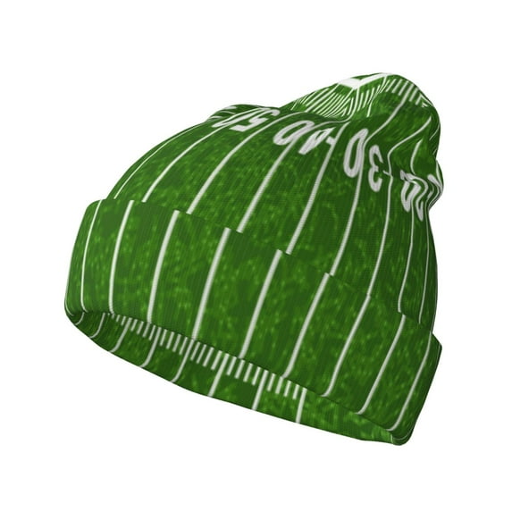 Yiaed American Football Field2 Print Winter Beanie for Men Women, Fleece Lined Beanie Soft Warm Knit Hat Ski Stocking Cuffed Ca