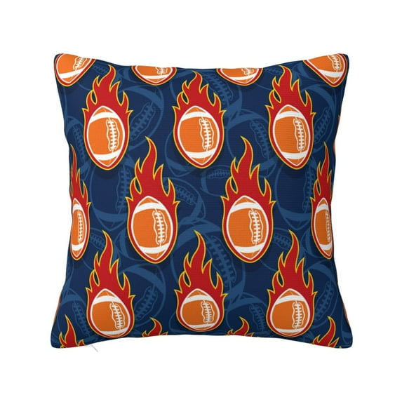 Yiaed American Football and Fire Flames Print Pillow Covers Super Soft Decorative Square Throw Pillow Covers Case Cushion Covers for Sofa Couch Bedroom Car Decor(No pillow core)-24"x24"