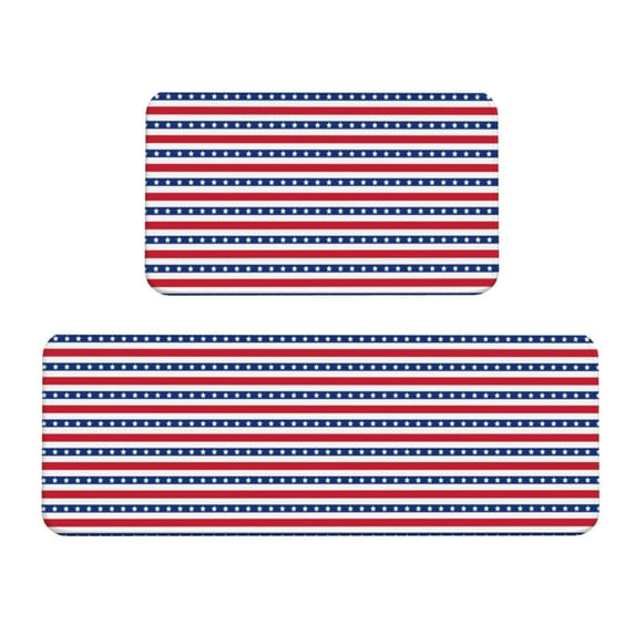 Yiaed American Patriotic Stars And Stripes Kitchen Rugs Sets of 2 Kitchen Mats Cushioned Anti Fatigue Kitchen Rug Tapetes Para Cocina for Sink,Laundry Room
