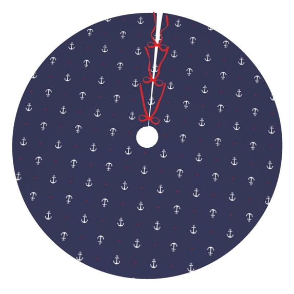 Yiaed Anchors Heart Blue Print Christmas Tree Skirt , Tree SkirtsTree Mat for Christmas Winter Holiday Indoor Decorations-36"