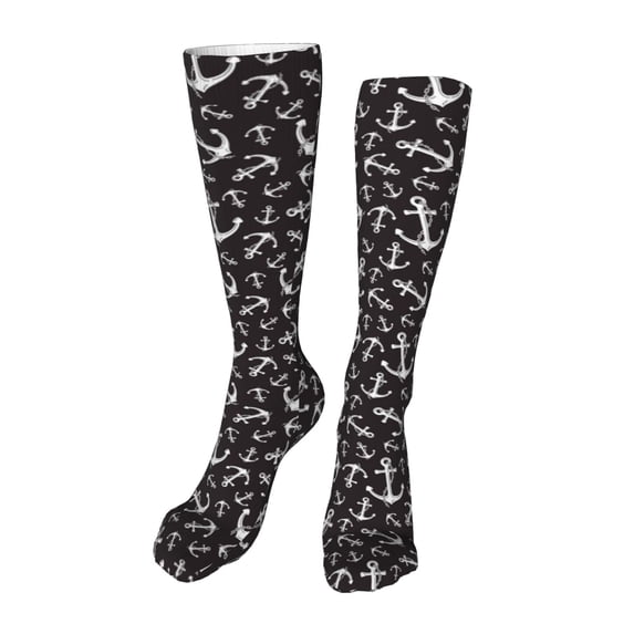 Yiaed Anchors Print Great elasticity Adult Stockings Sports socks for Men and Women-One Size