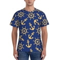 thumbnail image 1 of Yiaed Anchors and Nautical Print Mens Short Sleeve Tight Fit T-Shirt, Crewneck Casual Tee-Small, 1 of 5