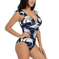 thumbnail image 1 of Yiaed Angry Shark Print Women's Ruffled One Piece Swimsuit V Neck Swimwear Slimming Monokini for Woman-XX-Large, 1 of 8