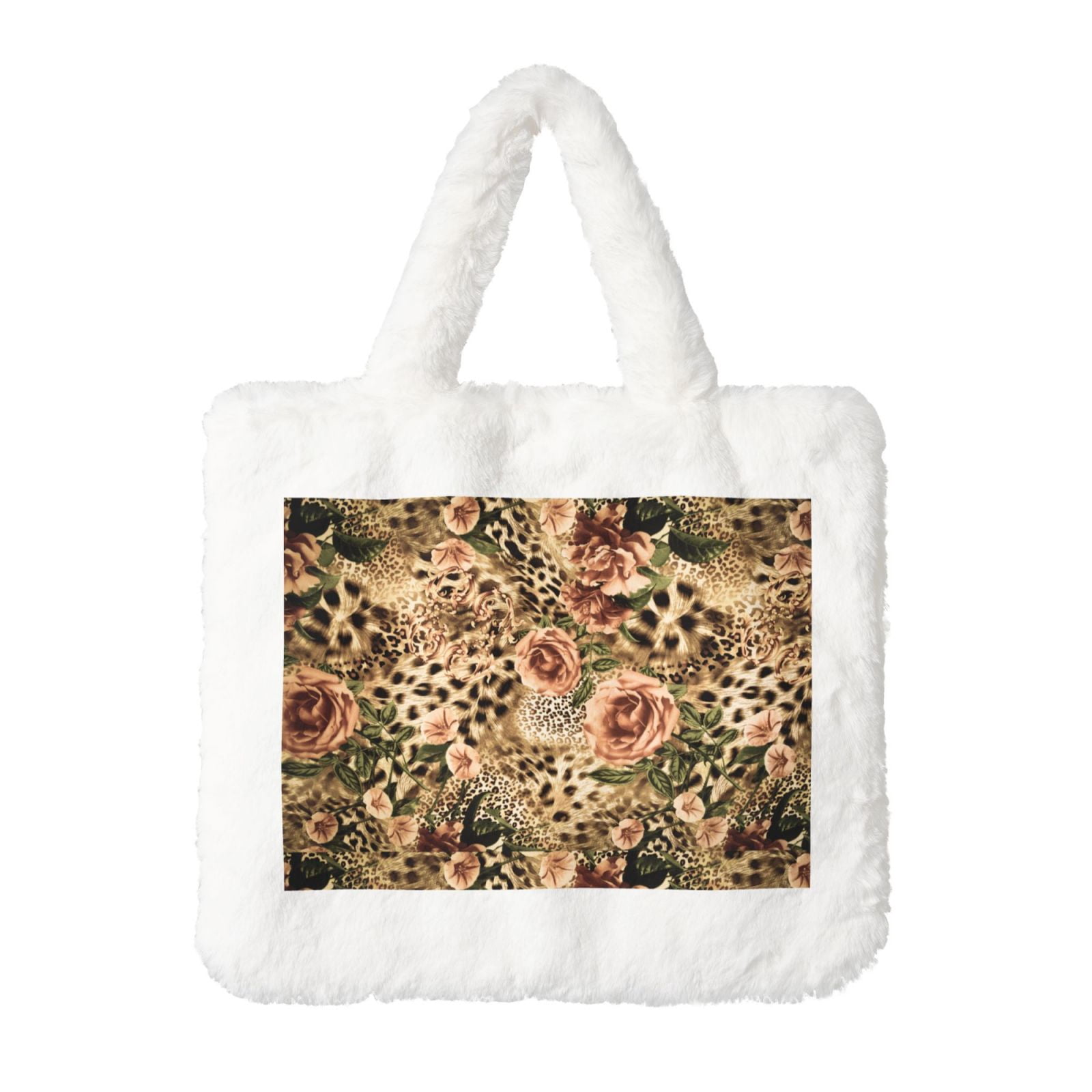 ZXBUZO Large Fluffy Leopard Tote Bag – Faux Fur Cheetah Print Handbag With Wide Strap