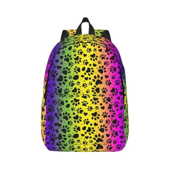 Yiaed Animal Paw Rainbow Print Backpack, Premium Laptop Backpack, Travel Backpack for Women, Lightweight Backpacks, Comfortable Back Pack-Small