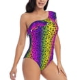 thumbnail image 1 of Yiaed Animal Paw Rainbow Print Women One Piece Swimsuits Tummy Control One Shoulder Bathing Suits Pattern Ruffle Swimwear-Small, 1 of 8