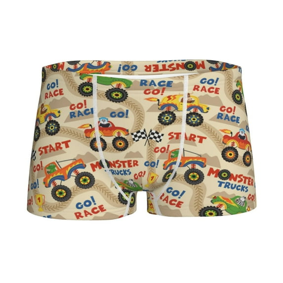 Yiaed Animal Truck Print Boys' Boxer Briefs Cotton Casual Stretch Comfort Boys Boxers - Kids Boxer Briefs Underwear for Boys (6-18)-Large