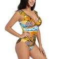 thumbnail image 1 of Yiaed Animals on Noah's Ark1 Print Women's Ruffled One Piece Swimsuit V Neck Swimwear Slimming Monokini for Woman-Medium, 1 of 8