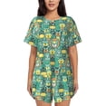 thumbnail image 1 of Yiaed Animals with Leaf Print Short Sleeve Pajama Sets for Women Casual Crew Neck 2 Piece Lounge Sets Women's Short-Sleeved Pajama-Small, 1 of 5